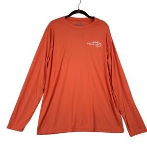 Reel Life Sun Defender UV Tee Shirt Men's XL Orange Long Sleeve Stretch Knit Top